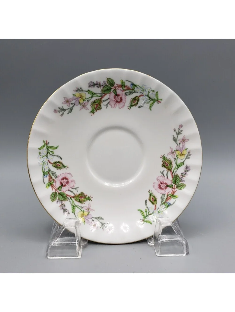 Vintage Aynsley Teacup & Saucer Pink Dianthus Carnation Fine Bone China England